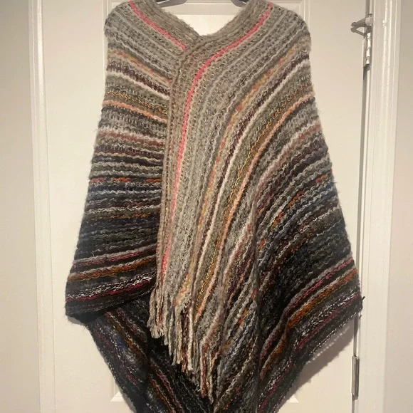 Cozy Multicolor Boho Poncho - Picture 3 of 5